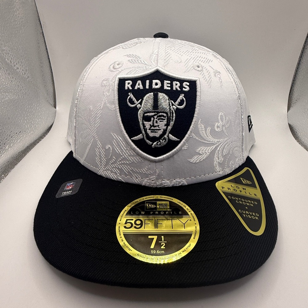 New Era 59FIFTY Low Profile Las Vegas Raiders White Floral Paisley Hat 7 1/2